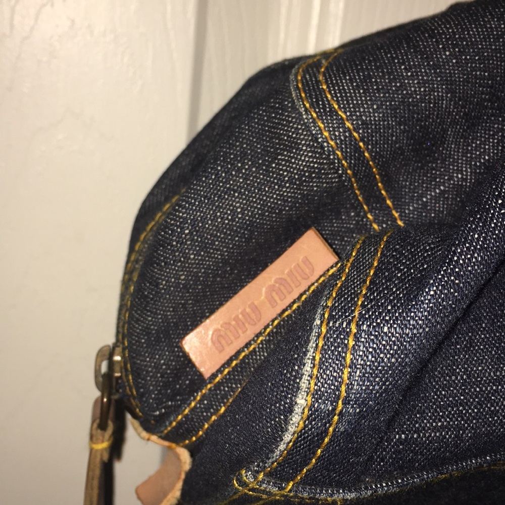 Mui Miu denim bag with leather straps